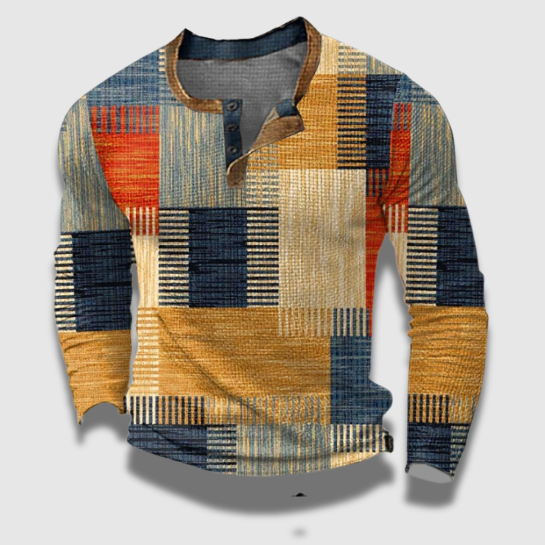 Maglia classica da uomo con mezza zip multicolore