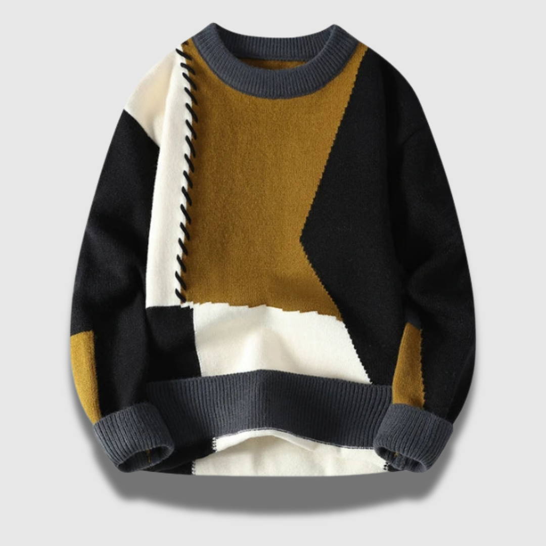 Maglia da uomo elegante con scollo rotondo e motivo colorato