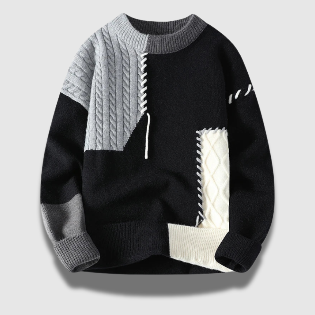 Maglia da uomo elegante con scollo rotondo e motivo colorato