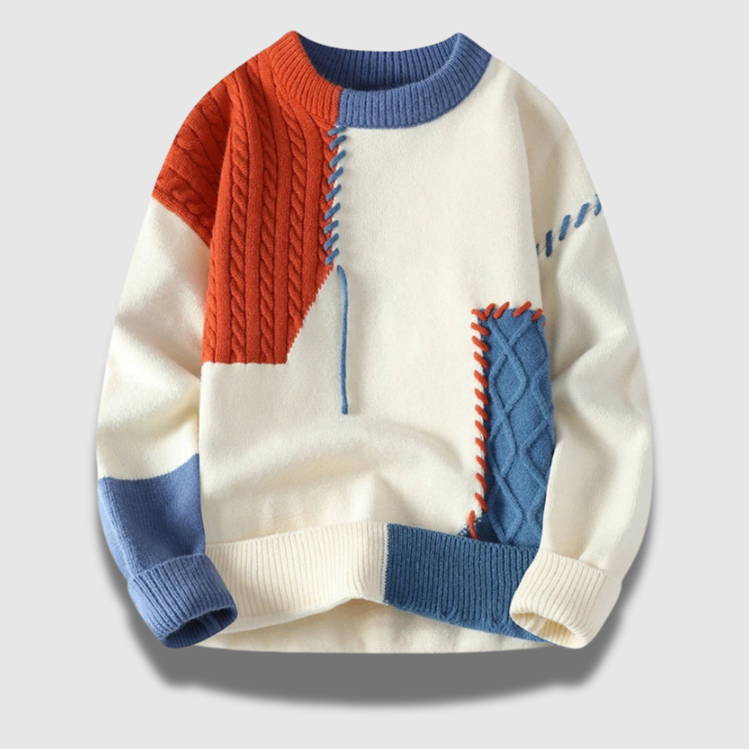 Maglia da uomo elegante con scollo rotondo e motivo colorato