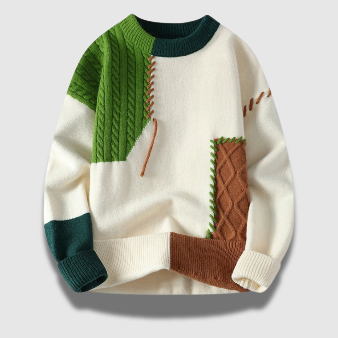 Maglia da uomo elegante con scollo rotondo e motivo colorato