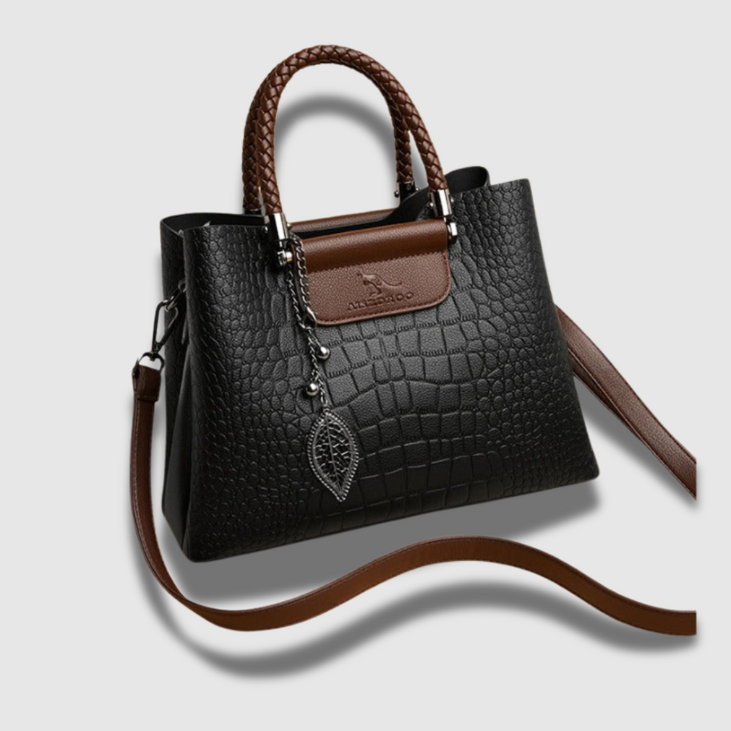 Lussuosa borsa in pelle di coccodrillo senza tempo con manico intrecciato