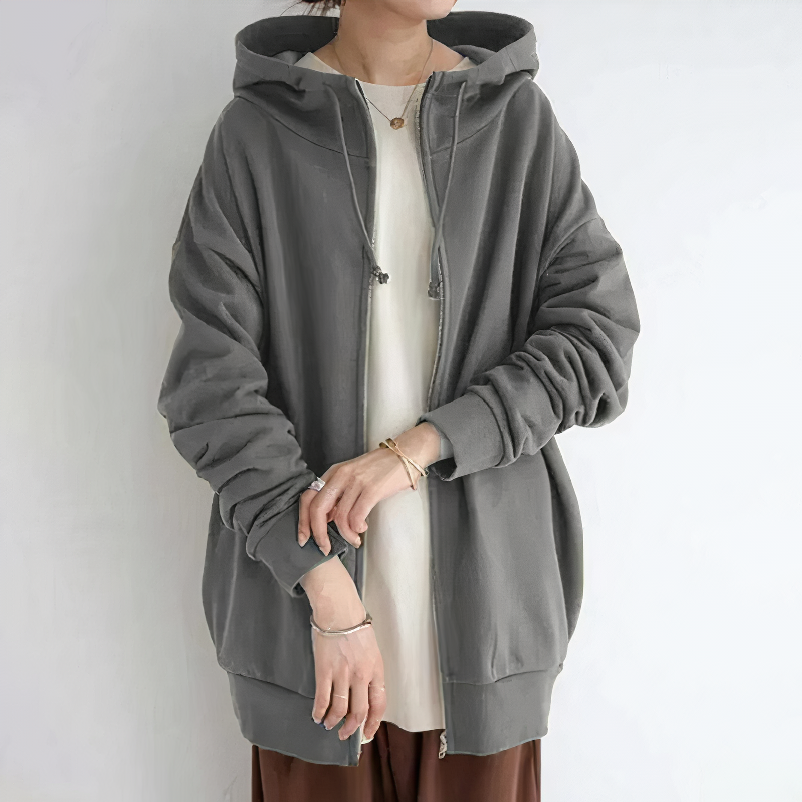 Felpa con cappuccio oversize calda da donna