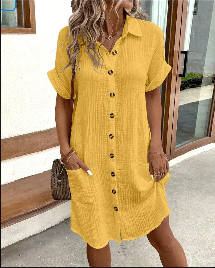 Vestito camicia casual confortevole da donna