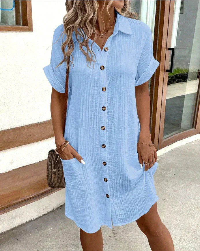Vestito camicia casual confortevole da donna