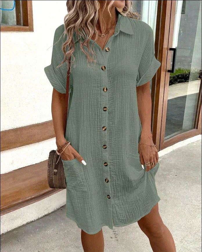 Vestito camicia casual confortevole da donna