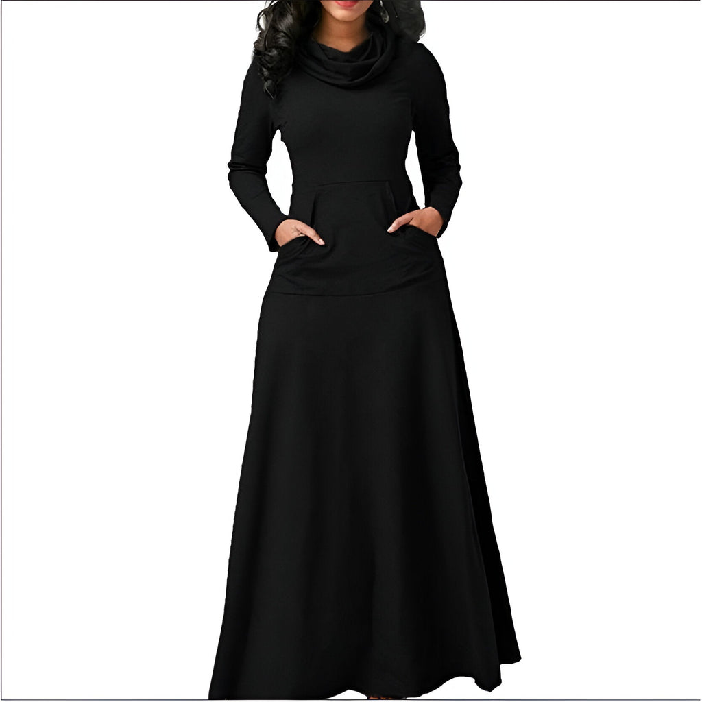 Maxi abito da donna con maniche lunghe calde e alla moda