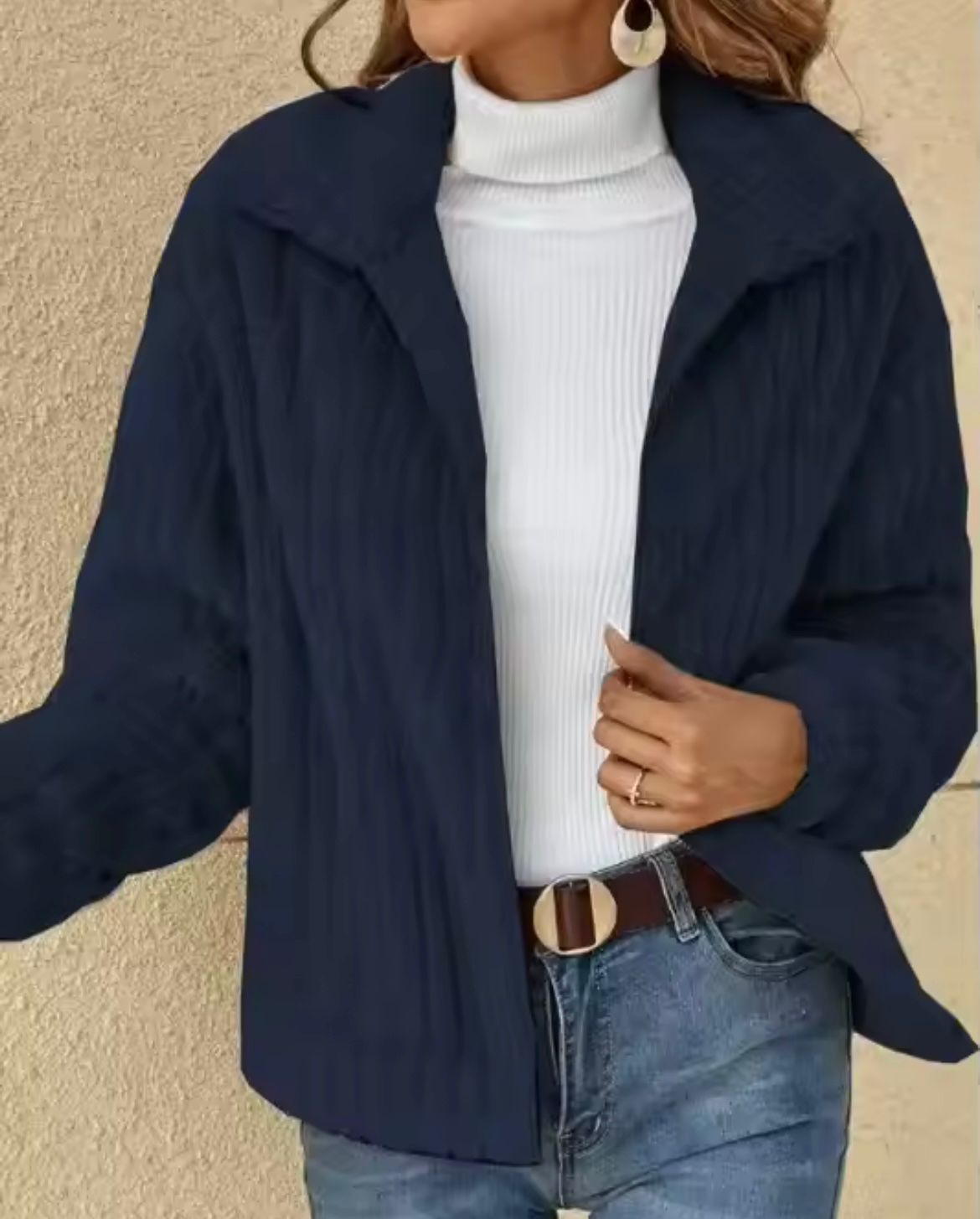 Cardigan invernale da donna con cerniera e maniche lunghe in pile a coste
