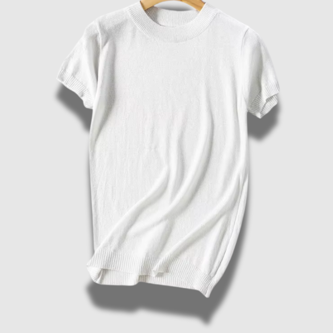 Maglione donna chic leggero a maniche corte lucido