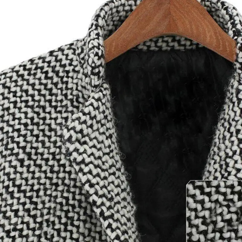 Cappotto lungo ed elegante in tweed di lana da donna - Cappotto comodo e lussuoso