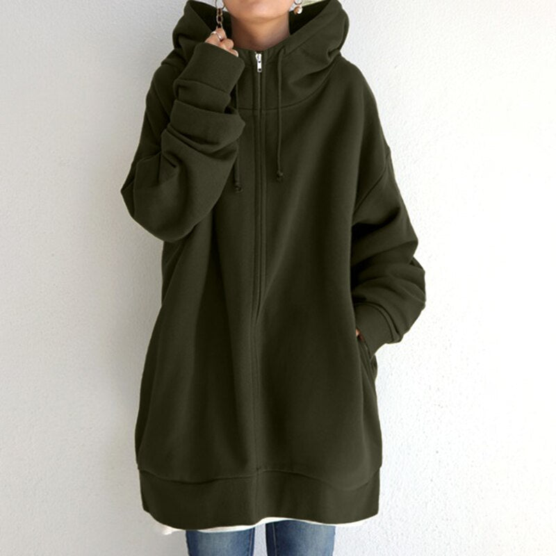 Felpa con cappuccio oversize calda da donna