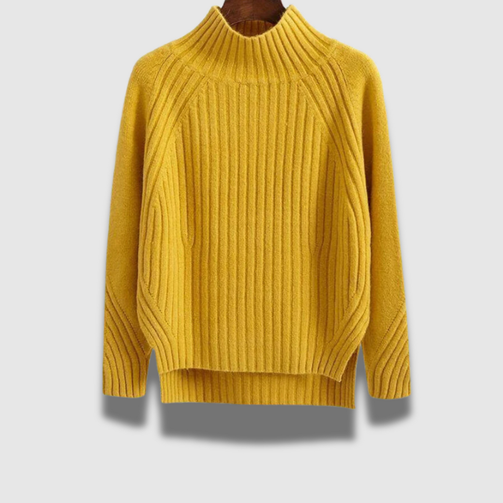 Maglione dolcevita donna Premium a coste, morbido e caldo