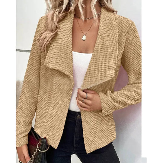 Giacca aperta in maglia a coste da donna – Vestibilità rilassata