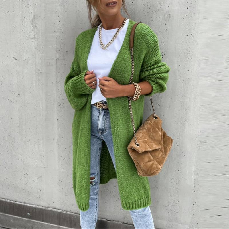 Gilet lungo casual in maglia da donna