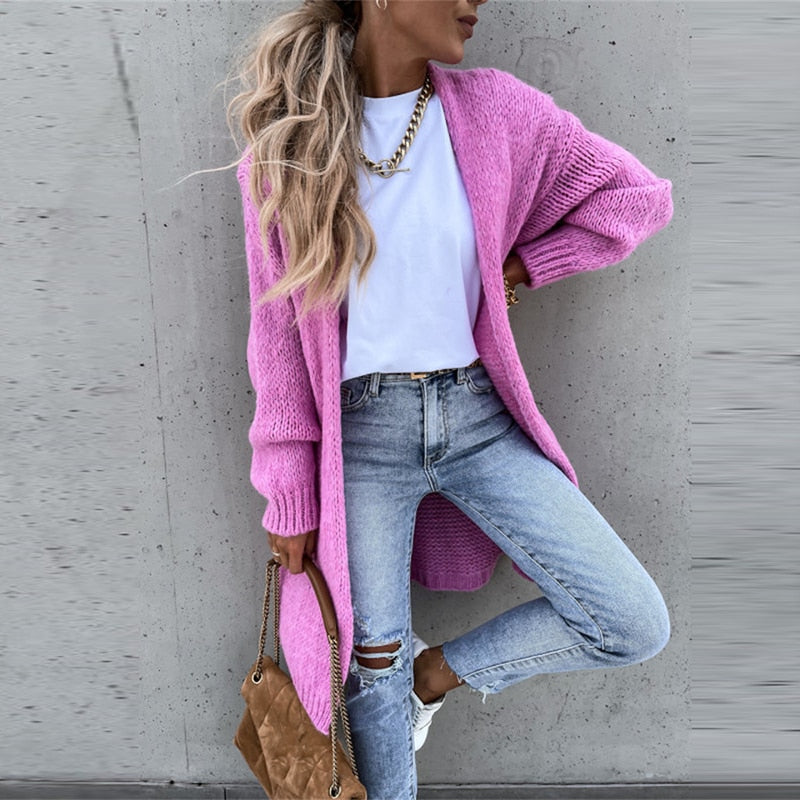 Gilet lungo casual in maglia da donna