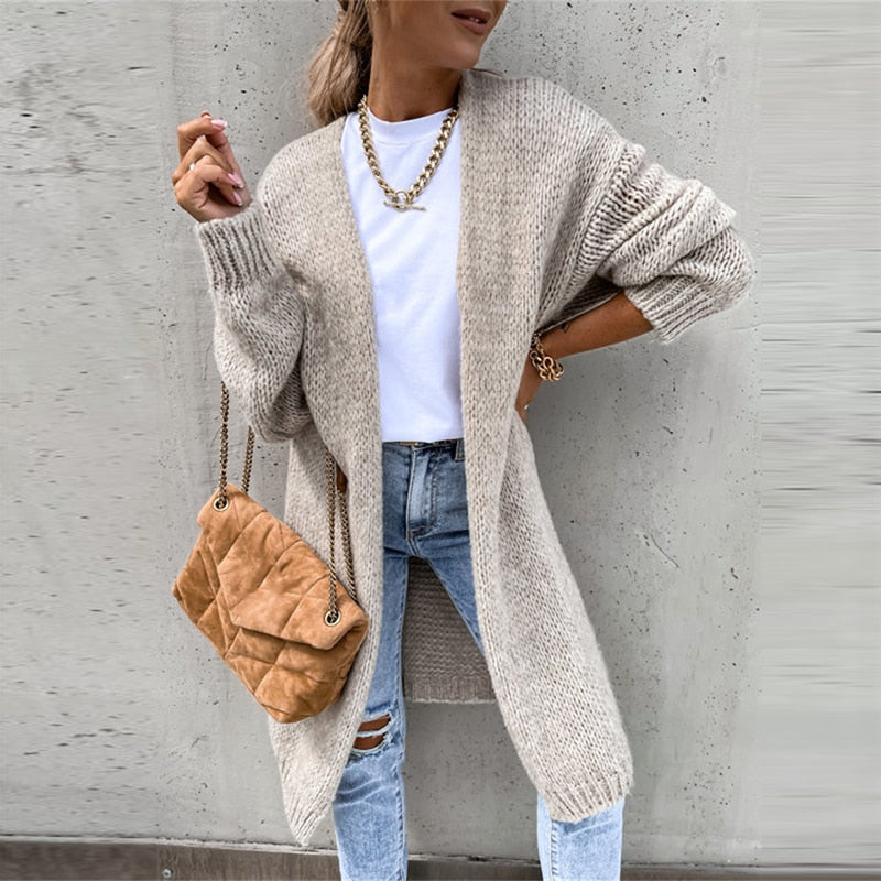 Gilet lungo casual in maglia da donna