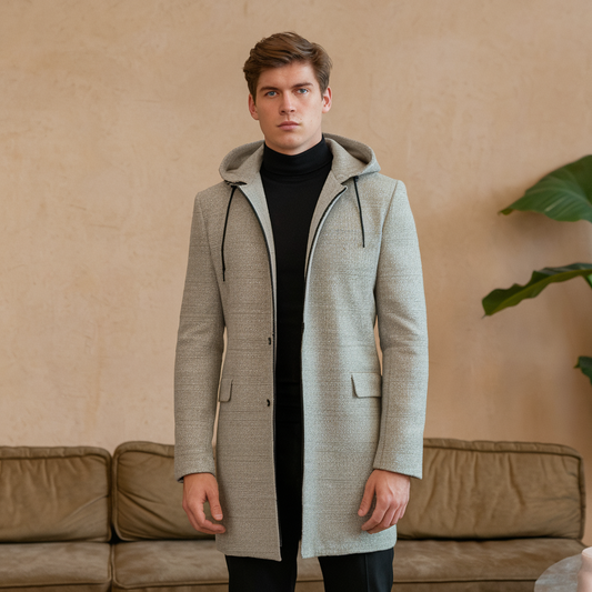 Giacca con cappuccio lunga da uomo Premium, confortevole e alla moda