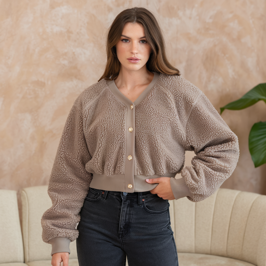 Cardigan da donna in morbida lana d'agnello lavorata a maglia