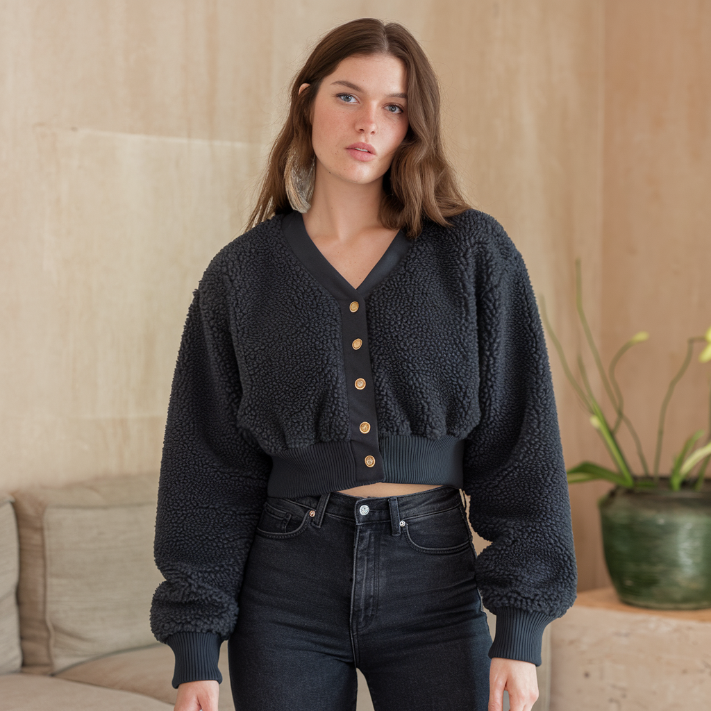 Cardigan da donna in morbida lana d'agnello lavorata a maglia