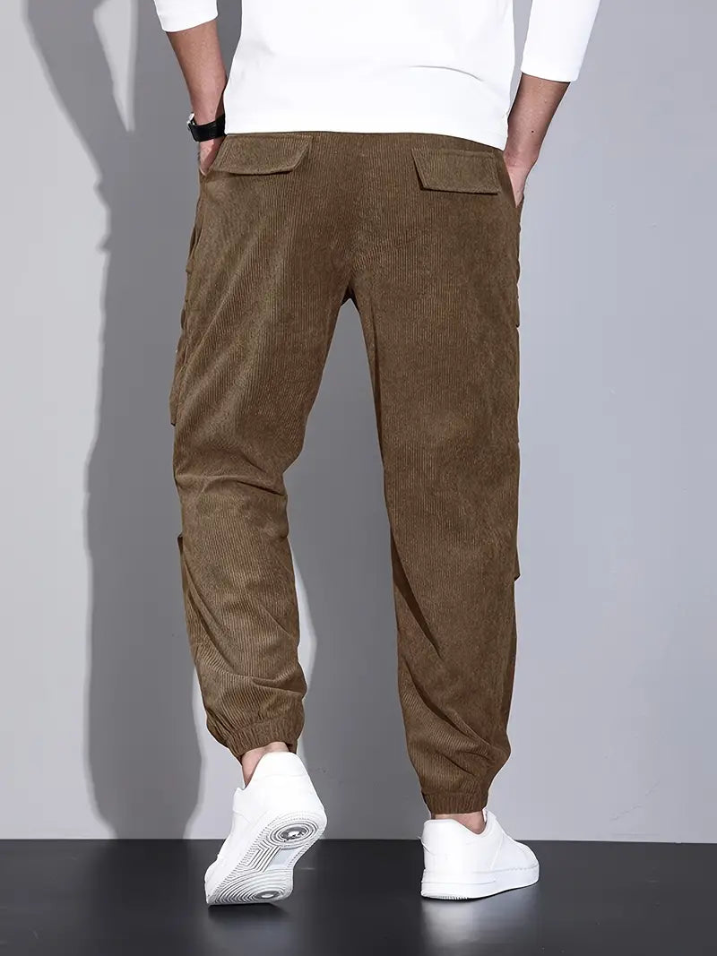 Pantaloni cargo slim fit da uomo - Comodi pantaloni in velluto a coste