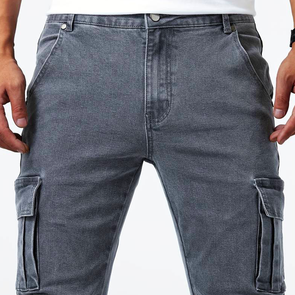 Jeans cargo elasticizzati da uomo – Pantaloni in denim casual slim fit