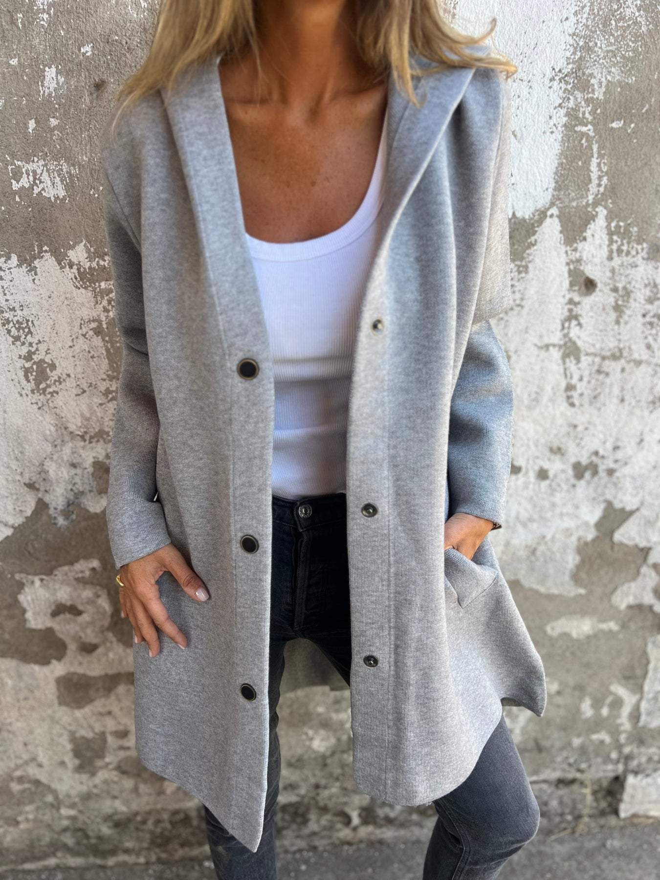 Cardigan con Cappuccio e Bottoni Casual da Donna - Comfort e Stile