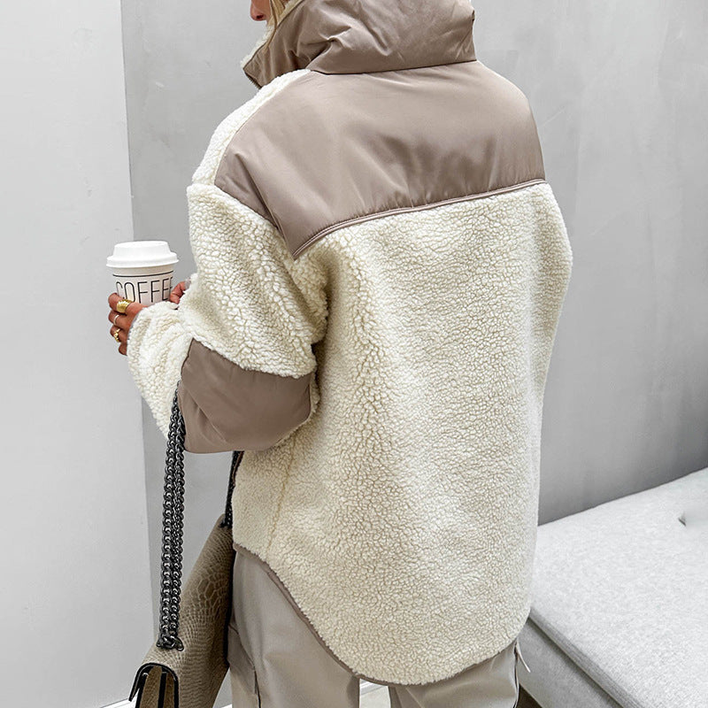 Blød fleece-trøje til kvinder med opretstående krave – Løs pasform og behagelig varme