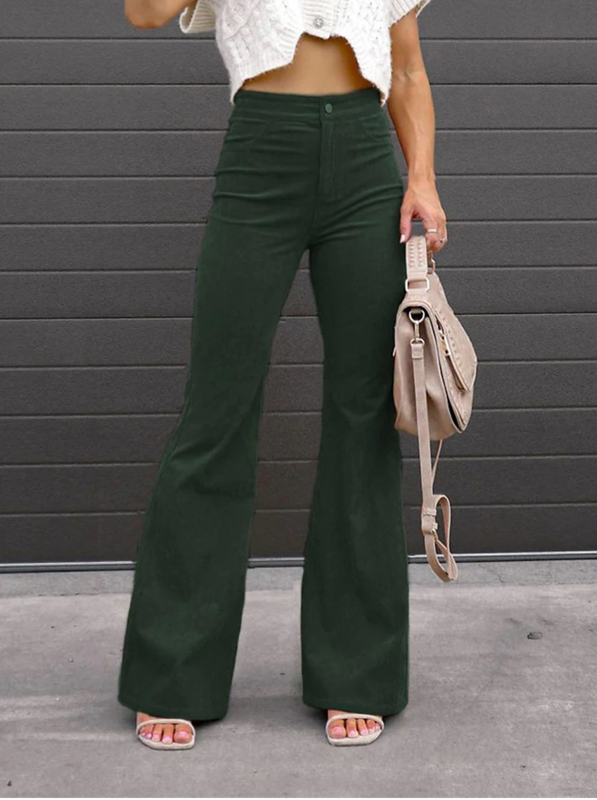 Pantaloni svasati in velluto a coste retrò da donna - Comfort quotidiano