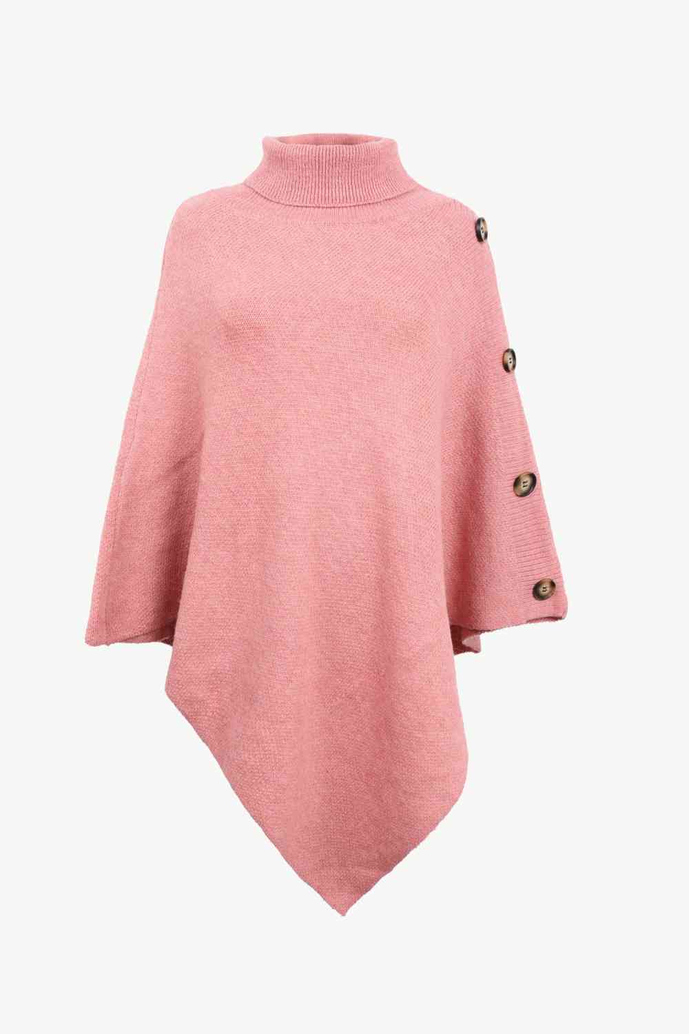 Maglione poncho da donna - elegante maglia con collo alto