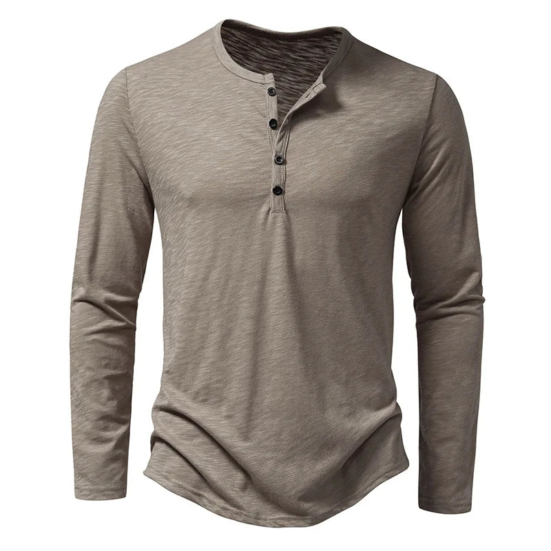 Maglietta Henley casual da uomo - Elegante camicia a maniche lunghe