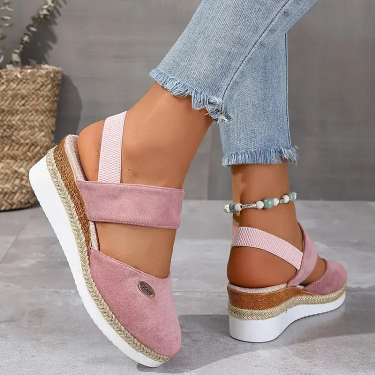 Sandali ortopedici da donna con plateau, traspiranti, punta chiusa - Scarpe estive comode, leggere e di supporto