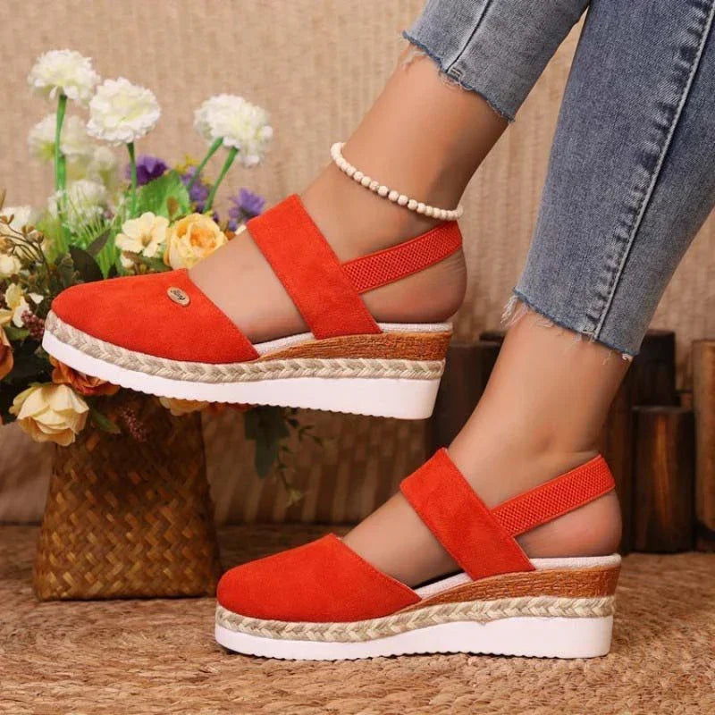 Sandali ortopedici da donna con plateau, traspiranti, punta chiusa - Scarpe estive comode, leggere e di supporto
