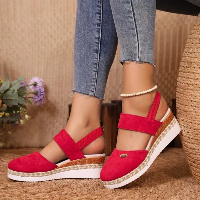 Sandali ortopedici da donna con plateau, traspiranti, punta chiusa - Scarpe estive comode, leggere e di supporto