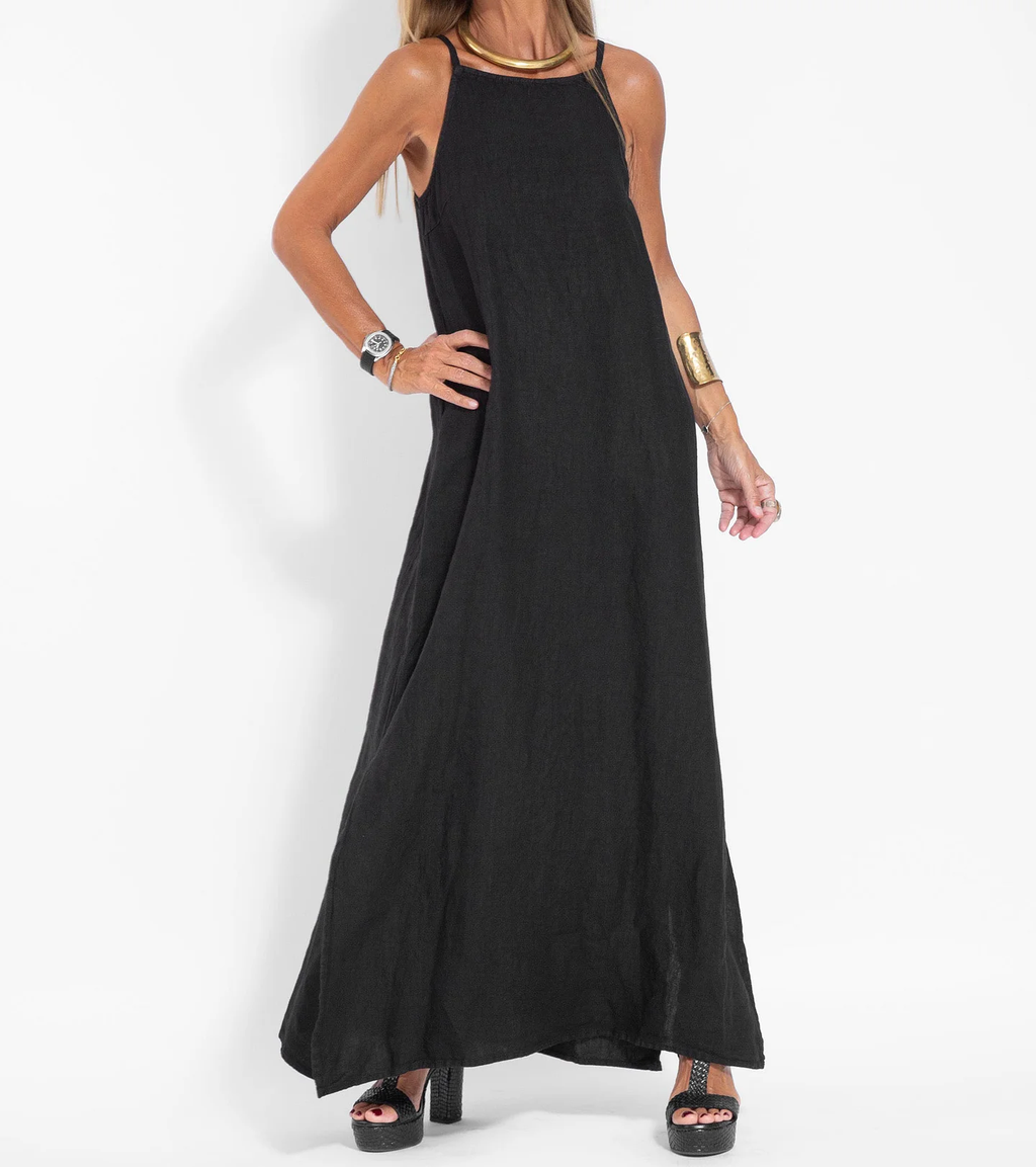 Vestito maxi da donna con scollo all’americana – stile casual chic