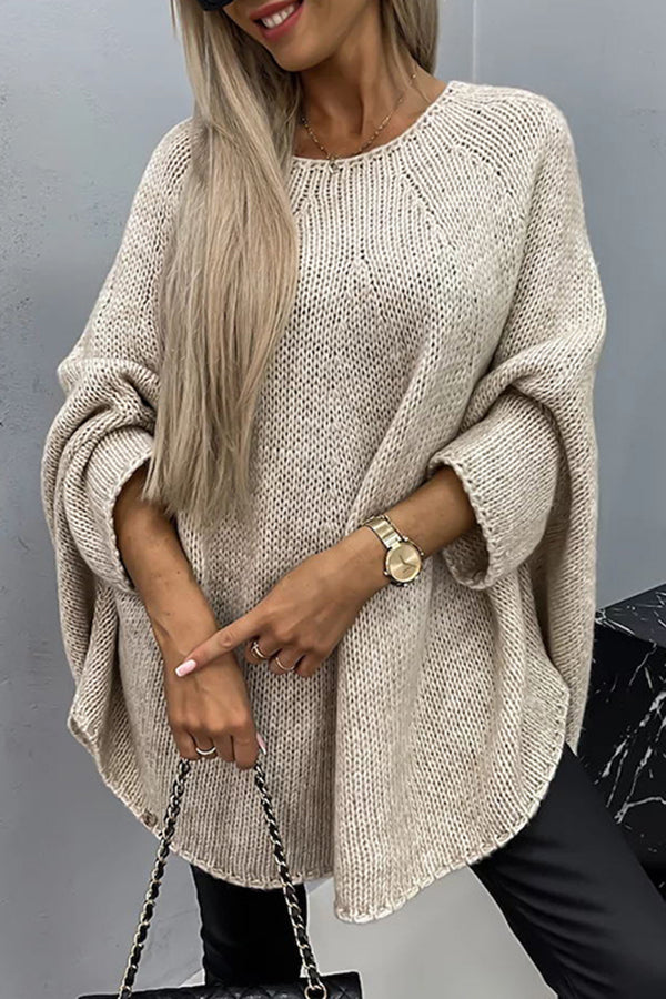 Maglione invernale oversize con scollo rotondo da donna