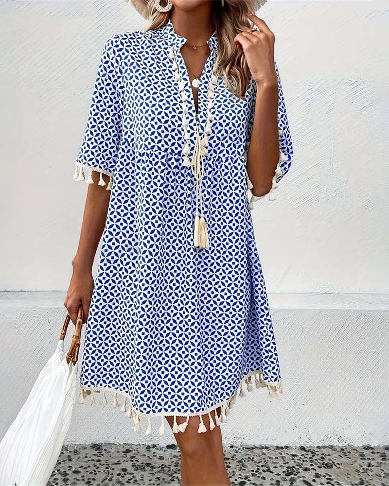 Abito da spiaggia corto a pois – vestito leggero donna con maniche corte