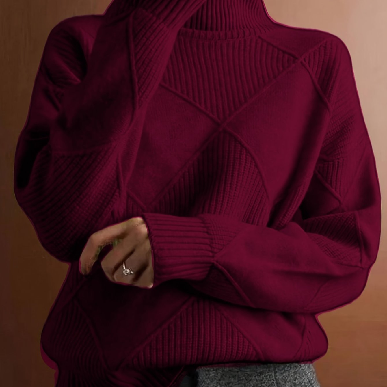 Maglione da donna lavorato a maglia con collo alto