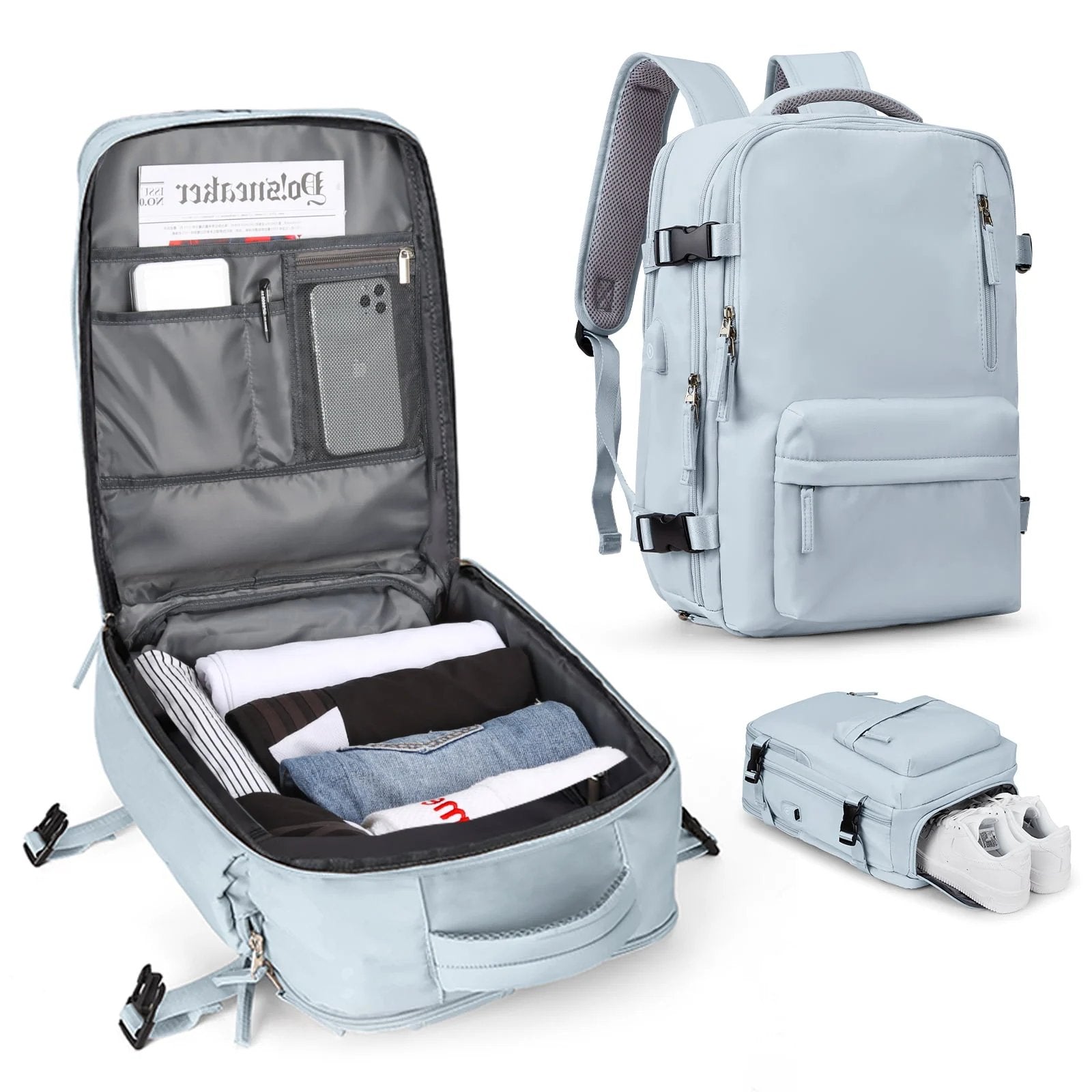 Zaino da Viaggio Impermeabile Medio per Laptop – Borsa da 35L Leggera e Resistente per Escursioni, Campeggio, Trekking e Viaggi – per Uomo e Donna