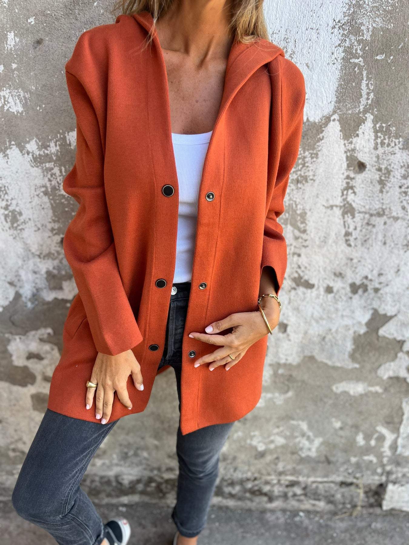 Cardigan con Cappuccio e Bottoni Casual da Donna - Comfort e Stile