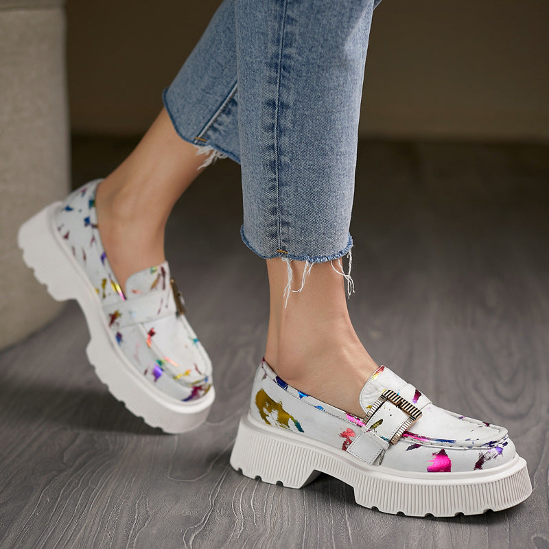 Scarpe con plateau in pelle da donna con fibbia | Perfette per primavera e autunno