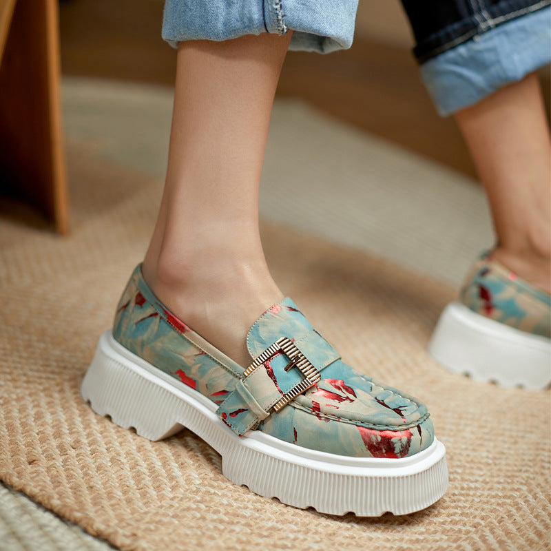 Scarpe con plateau in pelle da donna con fibbia | Perfette per primavera e autunno