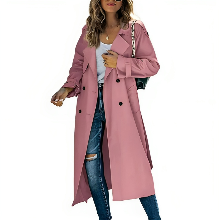 Trench doppiopetto moderno da donna - Cappotto lungo impermeabile