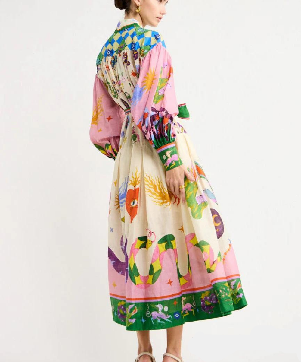 Maxi abito italiano multicolore alla moda da donna