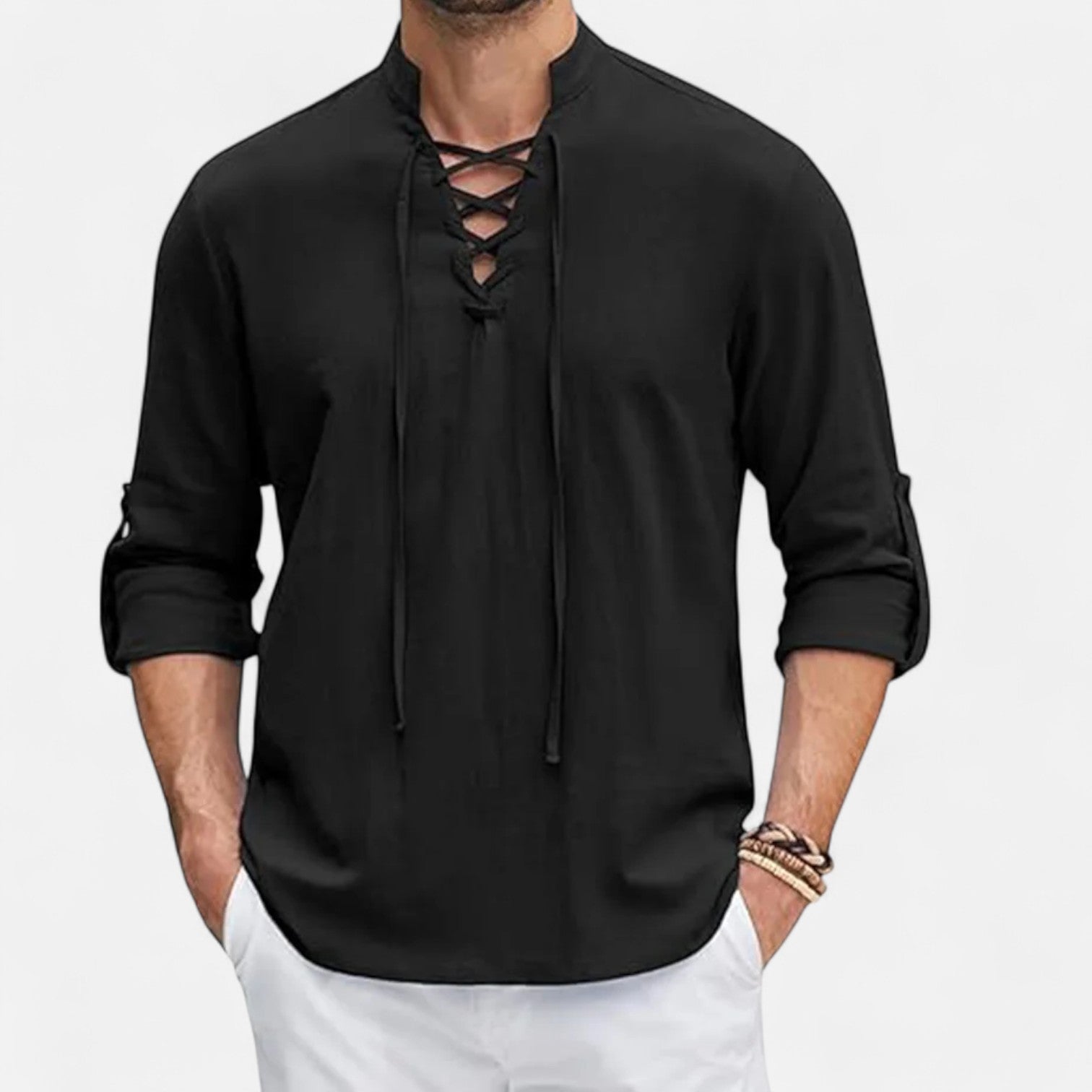 Camicia medievale in lino e cotone per uomo – Spirito vichingo, eleganza d'epoca