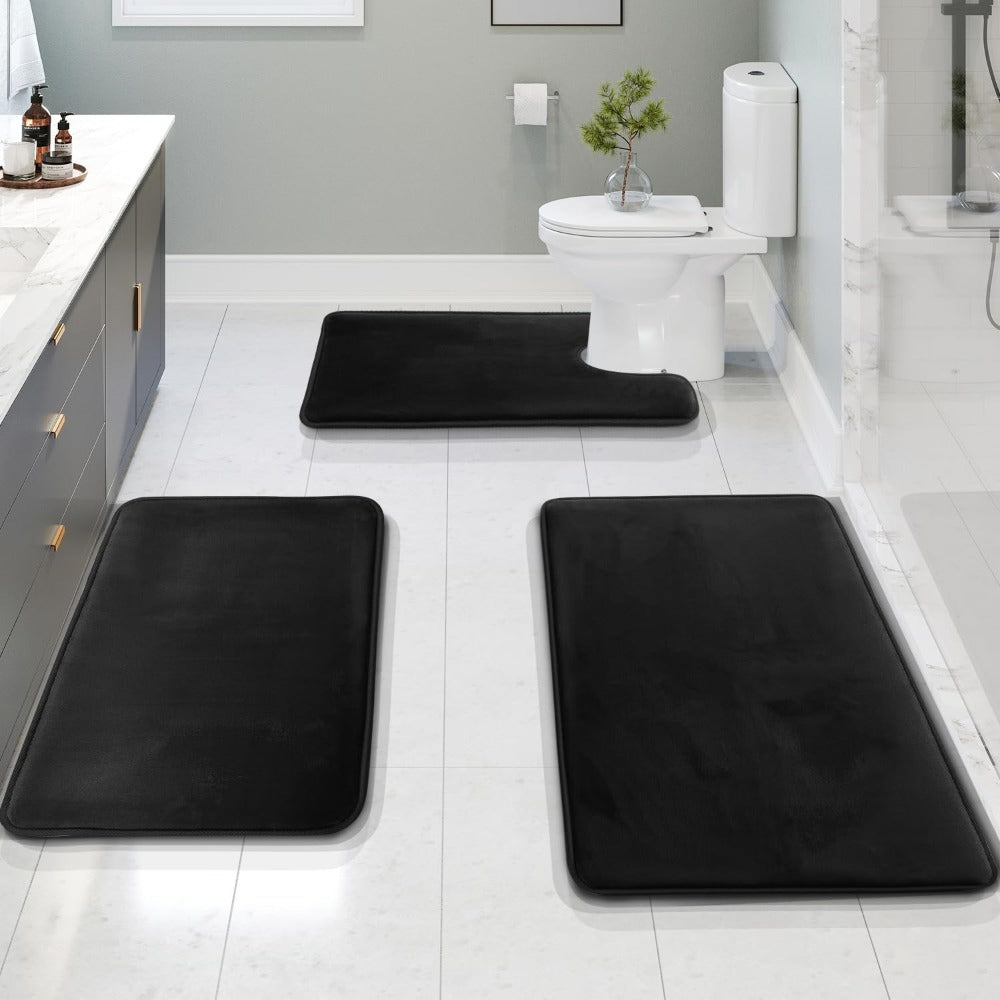 Tappetino da bagno in memory foam di velluto di lusso - Set da 3 pezzi