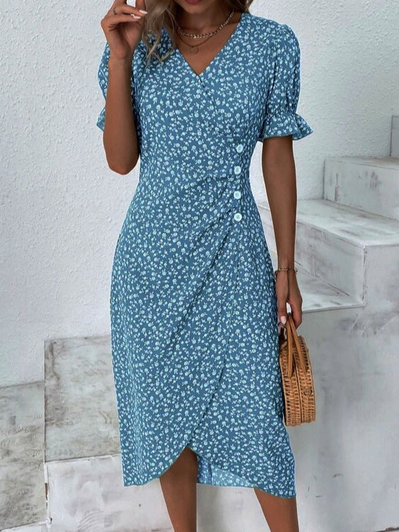Abito midi da donna con bottoni – stile casual chic estivo