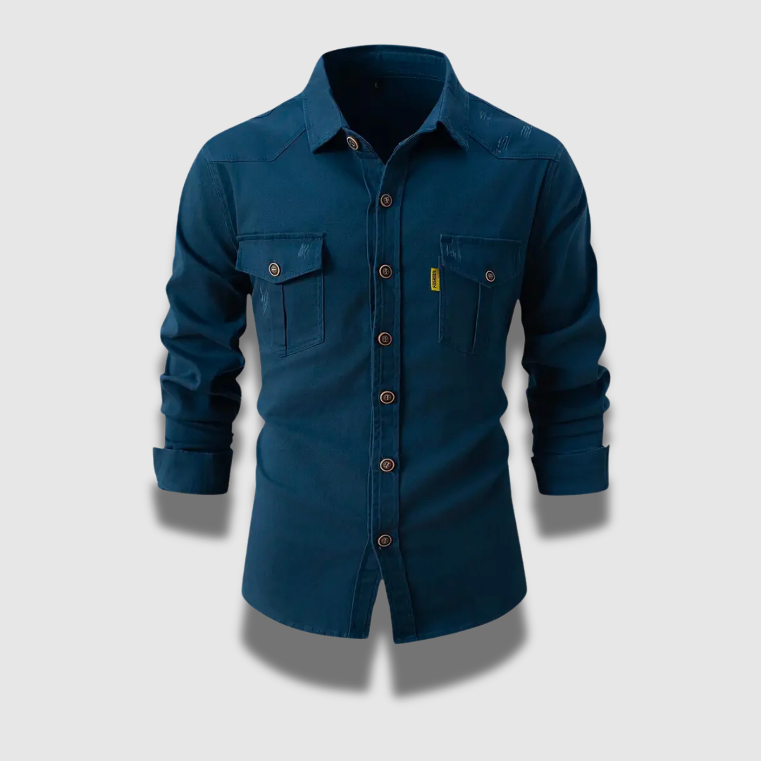Camicia da uomo elegante e casual in stile operaio