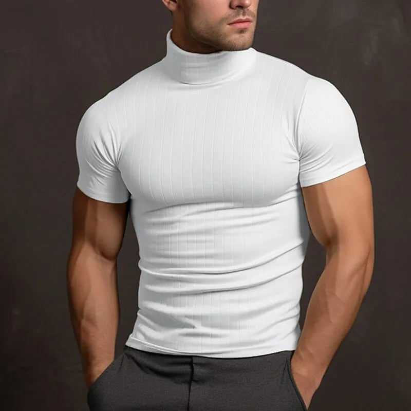 Uomo Premium Morbido traspirante Dolcevita Slim Fit T Shirt