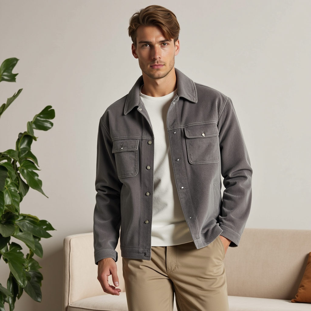 Giacca Premium Classic a coste in velluto a coste da uomo