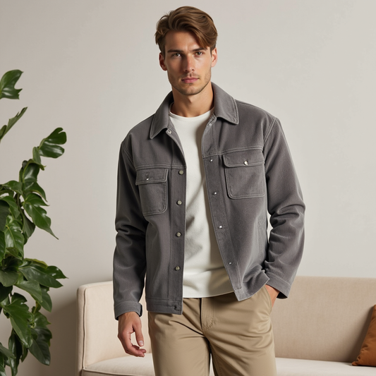 Giacca Premium Classic a coste in velluto a coste da uomo